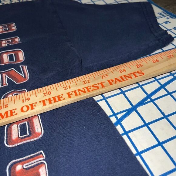 y2k Denver Broncos T-Shirt Blue Navy Short Sleeve Logo Graphic Tee Pullover - Picture 6 of 6